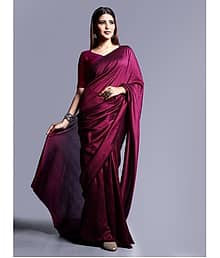 Sanwariya Silks Georgette Solid Saree With Unstitched Blouse Piece ( Purple )