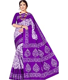 Sarita Saree Cotton Printed Sambalpuri Saree Without Blouse Piece ( Purple )