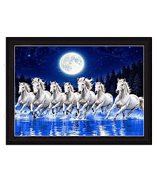 Seven Running Lucky Horses Wall Art / Office Wall Art Photo Frame 14x10 inches