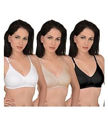 Softskin Pack of 3 Cotton Women's Seamless Bra ( Multi Color )