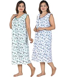 Swatik Stuffs Cotton Printed Women Regular Nighty ( Multicolor )