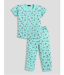 Todd N Teen Pack of 1 Girls Cotton Top With Pajama ( Green )