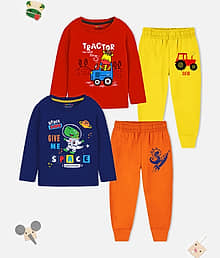 Trampoline Pack of 1 Boys Cotton Blend Nightsuit Set ( Multicolor )