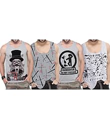 Tripr Pack of 4 Cotton Blend Basic Vest For Men ( Multicolor12 )