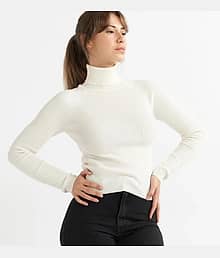 URBANFROST Women Cotton Blend High Neck Sweater Vest ( White )
