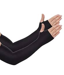 UV Protection Cooling Arm Sleeves - UPF 50 Compression Arm Sleeves for Men/Women/Students for Elbow Brace, Baseball, Basketball, Cycling Sports-Black-