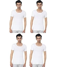VIP Pack of 4 Cotton Basic Vest For Men ( White )