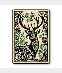 Vintage Deer Floral Wall Art | Folk Stag Illustration UV Print