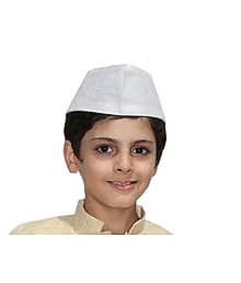 White Nehru Cap for Boys & Girls, Nehru Topi, Jawaharlal Nehru Hat - 1pc