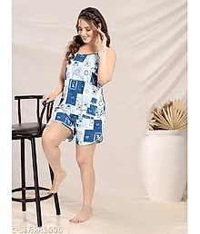 ZIPOX Cotton Blend Solid Women Top with Shorts ( Blue )