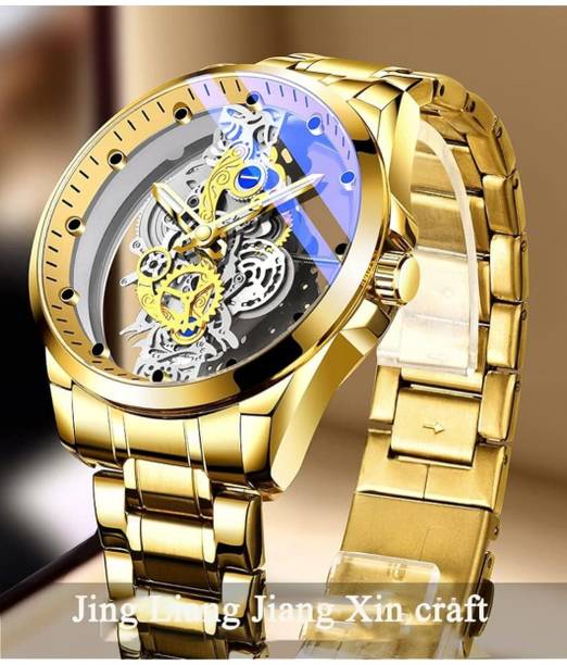New christmas special Golden skeleton analog watch for ...
