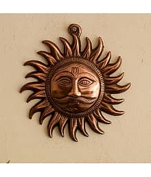 eCraftIndia Copper-Toned Metal Sun-Shaped Wall Hanging