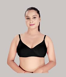 haya fashion Cotton Women's Push Up Bra ( Black ) Cotton Pushup Seamless non Padded Bra