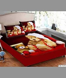 kaprido Red Velvet 1 Double Bedsheet with 2 Pillow Covers ( 254 cm x 229 cm )