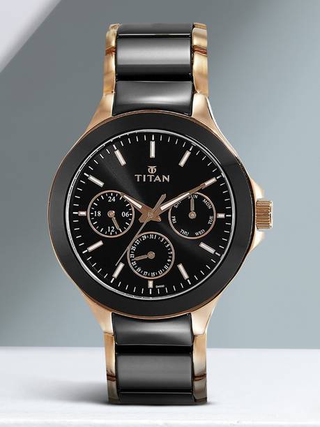 Titan Multifunction Black Dial RoseGold & Black Ceramic...