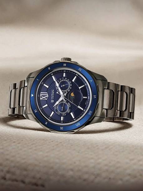 Titan Regalia Premium Multifunction Blue Dial Grey SS S...