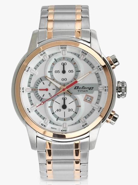 Titan Octane Chronograph White Dial Silver & Rose Gold ...