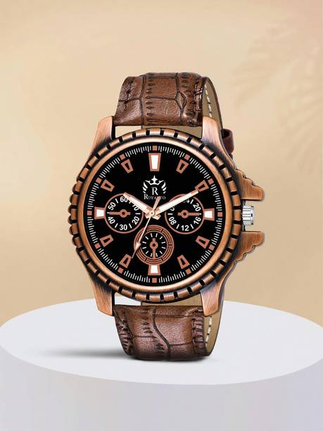 Analog Watch - For Men Brown Leather Strap Wrist Watch