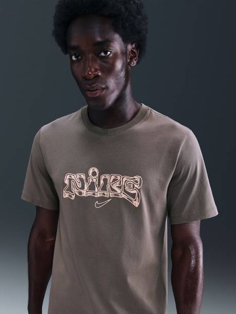 Men Solid Round Neck Pure Cotton Brown T-Shirt