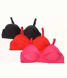ultraundies Pack of 3 Cotton Blend Lightly Padded Everyday Bra For Women ( Multicolor )