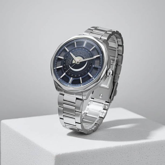 Titan Stellar Quartz Blue Round Dial Men's Watch / Anal...