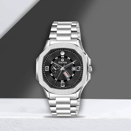 Stainless Steel Chain Strap With Working Day and Date A...