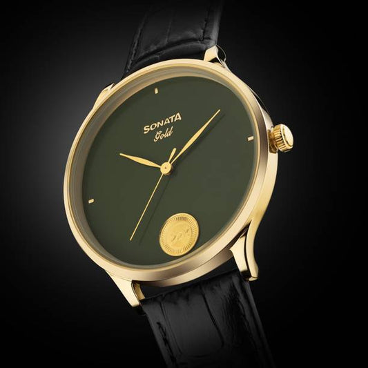 Sonata Gold Sacred Forest GreenDial With 22 Karat Gold ...