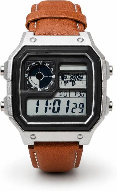 GLOWME Men’s Retro Digital World Time Watch Digital Wat...