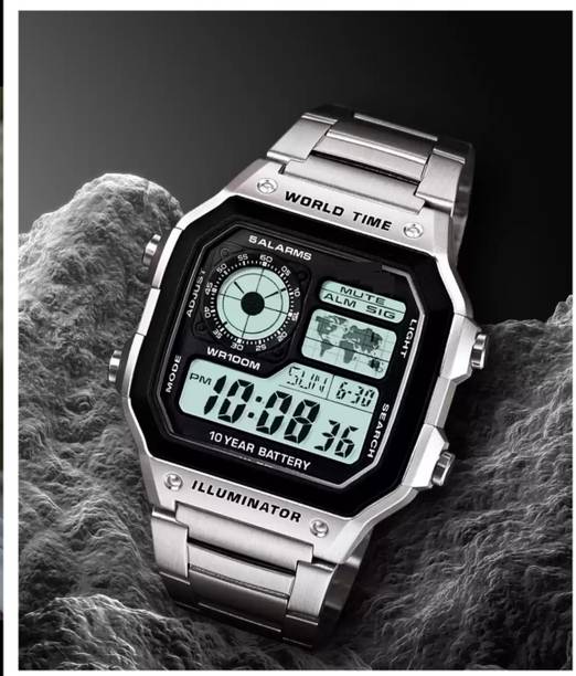 Men Watch Digital Watch - For Men Digital World Time W...