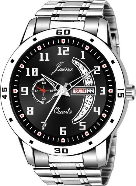 Day & Date Black Dial Steel Chain Analog Watch - For M...