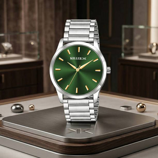 Minimalist Green Dial Stainless Steel Watch with Premiu...