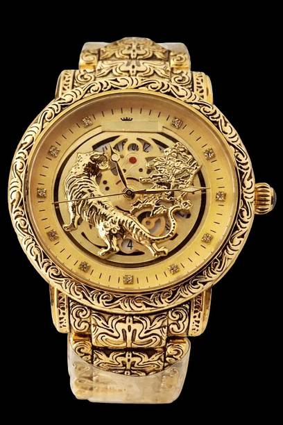royal gold saries Analog Watch - For Men luxury lion w...
