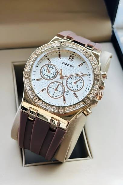 Mens Chronograph Studded Premium SIlicone Belt Watch Fo...