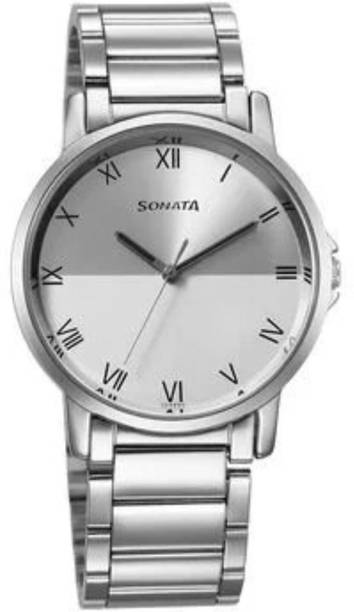 Sonata Analog Silver Dial Silver Stainless Steel Strap ...