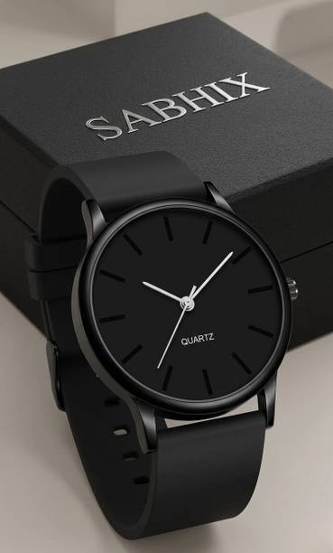 Full Black Dial Analog Watch for Men With Black Silicon...