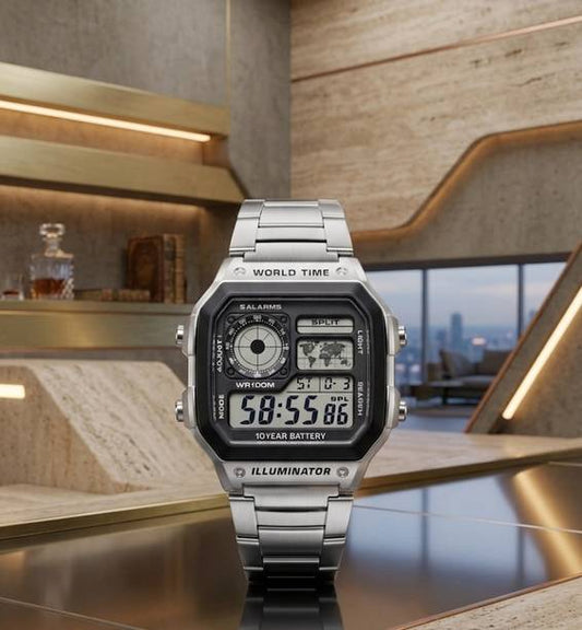 Steel Edition Digital Watch - For Men SLV-RETRO-LUX-02
