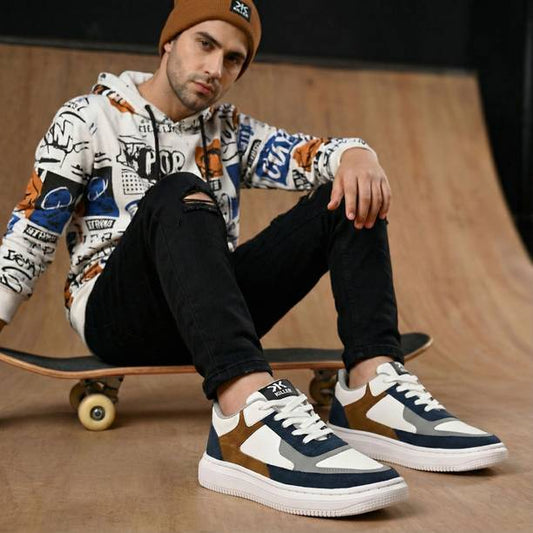 Men’s Navy Lace-Up Sneakers with Chunky Sole | Casual &...