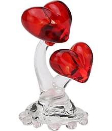 1st Time Handcrafted Red & Clear Crystal Heart Couple Showpiece ? Romantic Valentine Gift & Table Décor, Size -4 X 4 X 6 Cm, Pack of 1