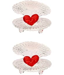 1st Time Handcrafted Red & Clear Crystal Heart Couple Showpiece ? Romantic Valentine Gift & Table Décor, Size -5 X 4 X 4.5 Cm, Pack of 2