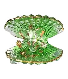 1st Time Lord Ganesha Crystal Glass Idol ? Both Side Blessing Statue | Elegant Handmade Pooja & Home Decor Showpiece, Size -5 X 5 X 4 Cm, Pack of 1