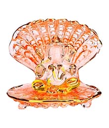 1st Time Lord Ganesha Crystal Glass Idol ? Both Side Blessing Statue | Elegant Handmade Pooja & Home Decor Showpiece, Size -5 X 4.5 X 4 Cm, Pack of 1