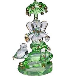 1st Time Lord Ganesha Crystal Glass Idol ? Both Side Blessing Statue | Elegant Handmade Pooja & Home Decor Showpiece, Size -5 X 4 X 10 Cm, Pack of 1