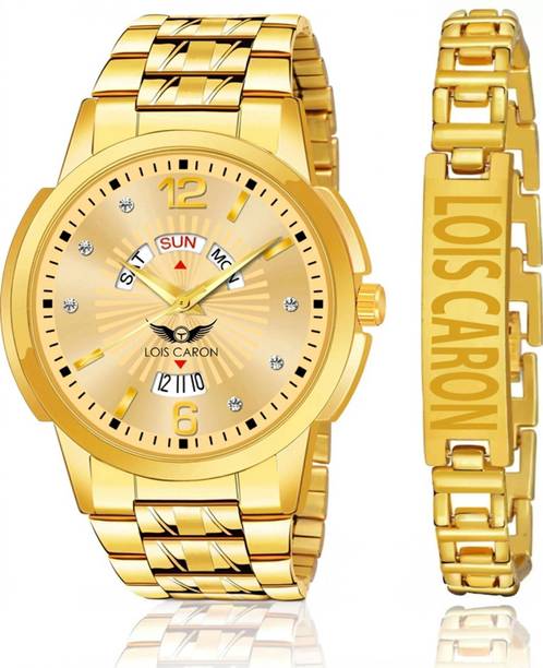 Gold Plated Analog Day & Date Men’s Watch with Bracelet...