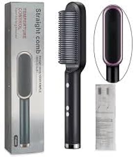 909 Hair Straightener Brush Straightener Comb with Ceramic PTC Heating, 5 Temp Settings Straightening Brush or Women, Professional Hair Tools for Styl