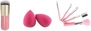 MS Enterprise Makeup Cosmetic Face Powder Blush Brush Combo 1 Foundation Brush + 2 Puff + 5 Pcs Mini Brush (3 Items In The Set)|SL_8