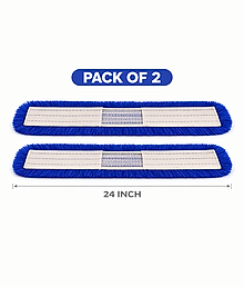 24 Inch Microfiber Flat Mop Refill | Blue | Pack of 2 | Heavy Duty Floor Cleaning