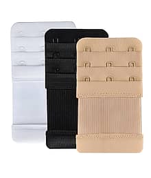 3 Hook Bra Extender (Pack of 3) - Comfortable Elastic Bra Strap Extension | 3 Row/3 Hook Soft Fabric Bra Back Extensions for Pregnancy, Maternity & We