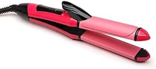 (2 in 1) Hair straightener With Hair Curler, Professional Prefect Hair Styling Set Offer In One Combo Set Hair Straighting & Curling Machine - Pink