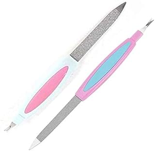 2 in 1 Manicure Pedicure Nail File Tool Cuticle Trimmer Cutter Remover for Women (Colour May Vary) - Pack of 2