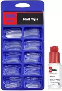 Transparent Artificial Nail Set 100 Pcs with 3gm Nail Glue Fake Nails for Nail Art Accessories Acrylic False Nails for Manicure Extensions